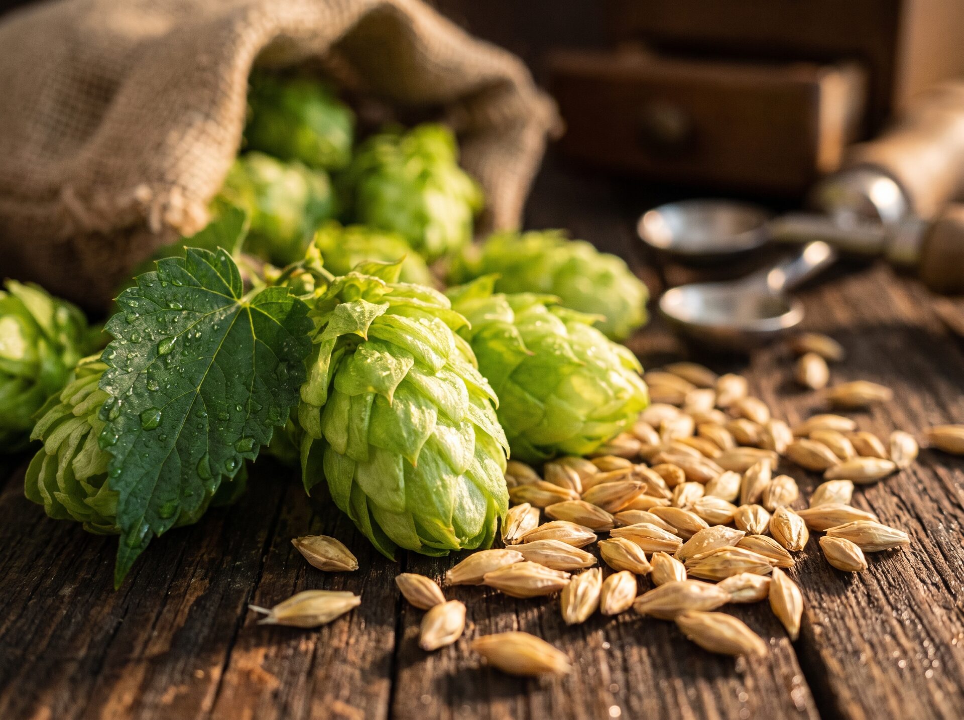 Frische Hopfendolden in Nahaufnahme