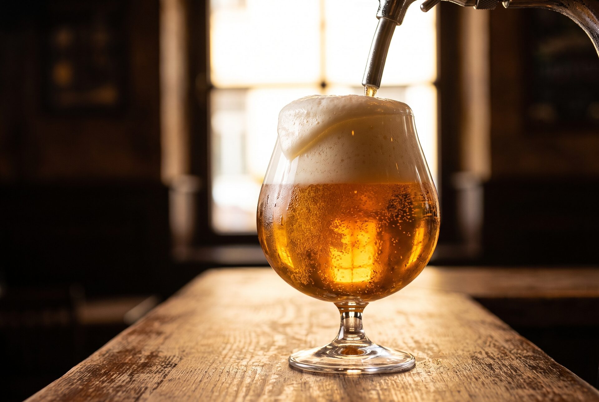 Bier wird ins Glas gezapft