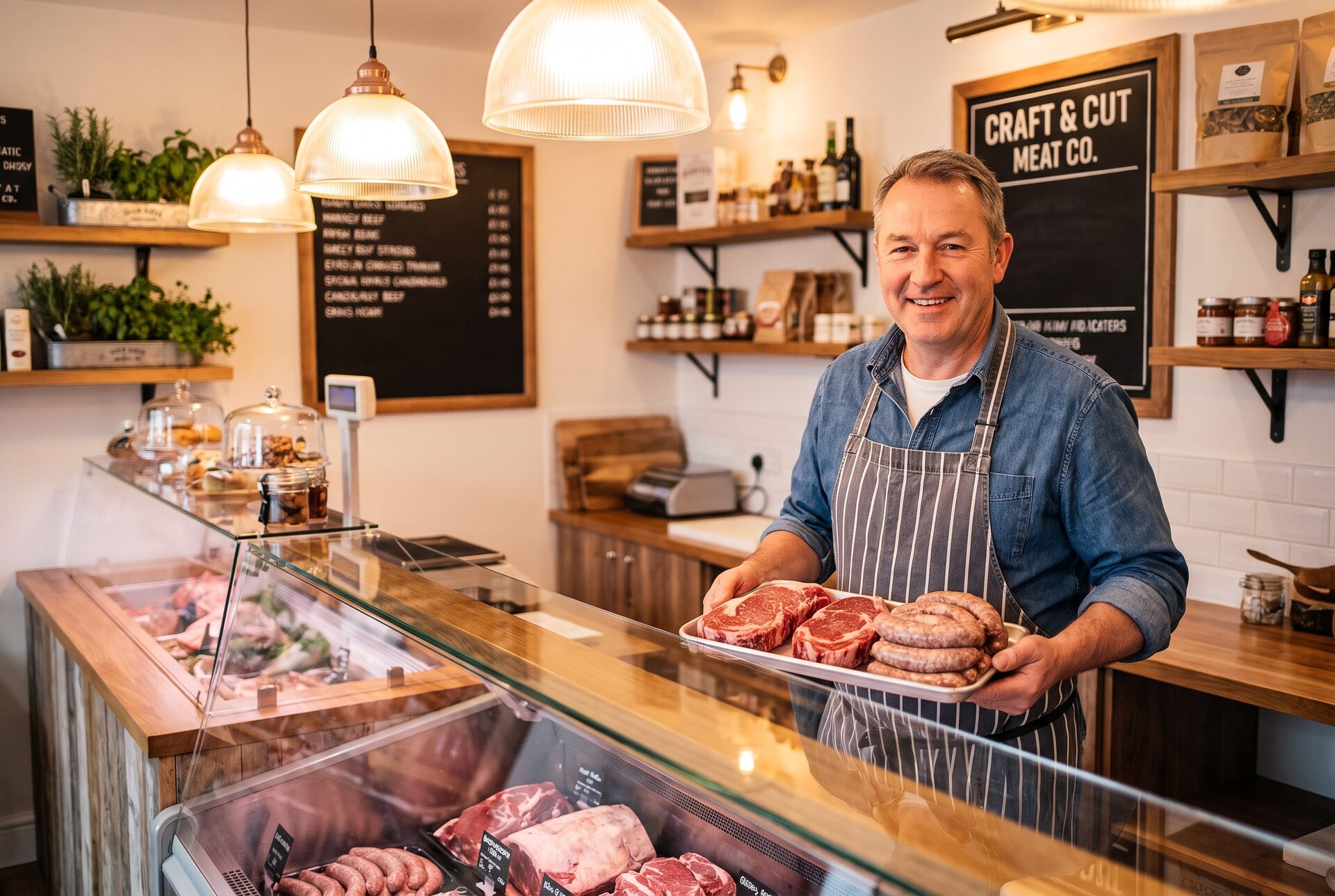 Metzger bei der Arbeit an gereiftem Fleisch
